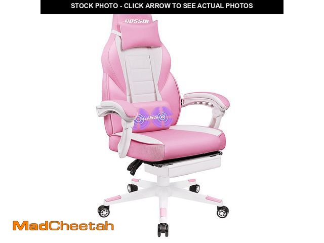 Lot 74-13060073 - Bossin Gaming Chairs with Footrest, Massage Leather Game Chair for Adults, Big and Tall Gamer Chair ...