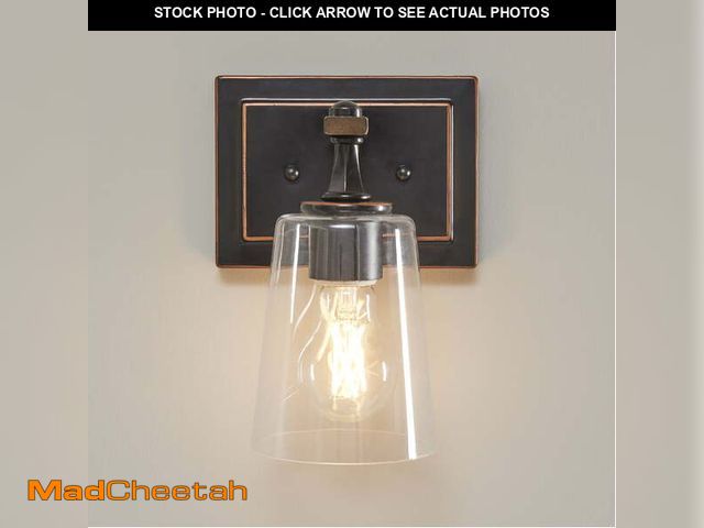 Lot 74-12861754 - Better Homes &amp; Gardens Modern Wall Scone Vanity Light, Bronze Metal Glass Shades, Bulb Not Inclu...