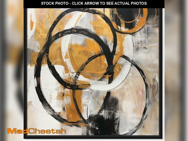 Lot 74-12761644 - Art Remedy Sepia Orbit Canvas Gemstone Abstract Art, Black Frame, 30" x 30" - UNUSED
