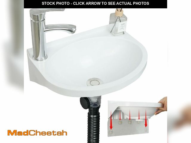 Lot 74-12607591 - Small Bathroom Sink Wall Mount Bathroom Sink Wash basin, No-Drill Installation Self-Adhesive Sink 15...