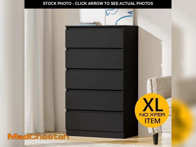 Lot 74-14071362 - (MISSING HARDWARE) Hommpa Dresser for Bedroom, 48"H Black Dresser for Closet, 5 Drawers Tall Wooden ...