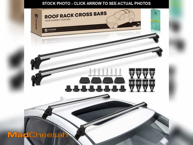 Lot 74-12100713 - YHTAUTO 165LBS 52" Universal Roof Rack Cross Bars with 3 Pairs of Mounting Clamps Fit Vehicle W/Nake...