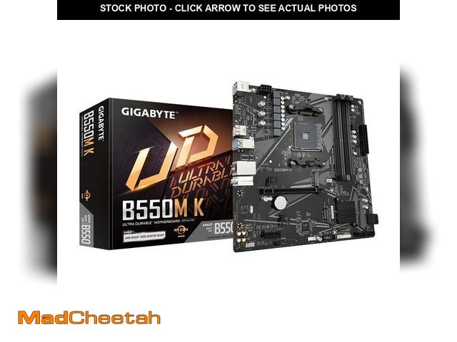 Lot 74-14297416 - GIGABYTE B550M K AMD AM4 Micro-ATX Motherboard, Supports Ryzen 5000/4000/3000 Series Processors, DDR...