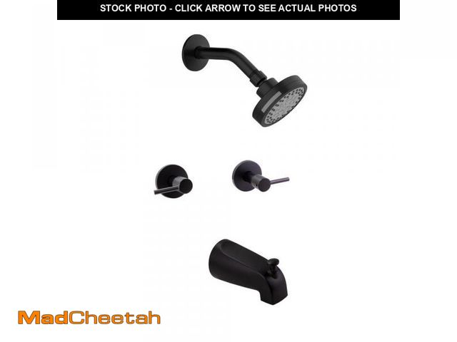 Lot 74-12365025 - Design House Eastport II Double Handle 1-Spray Tub and Shower Faucet 1.8 GPM in. Matte Black (Valve ...