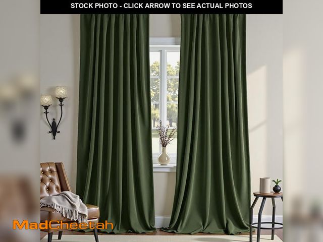 Lot 74-12118719 - Nemia Olive Green Velvet Curtains Thermal Insulated Blackout Curtain for Bedroom Window Living Room ...