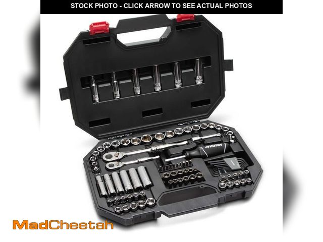 Lot 74-14084485 - Husky 94-Piece SAE/Metric Mechanics Tool Set for 1/4 in. and 3/8 in. Drive with Case (missing one ra...