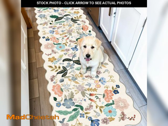 Lot 74-12697378 - 2x6 Washable Hallway Runner Rug: Floral Kitchen Rugs with Non-Slip Backing Vintage Low Pile Entryway...