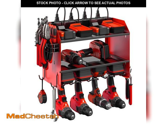 Lot 74-13623087 - CCCEI Modular Power Tool Organizer Wall Mount with Charging Station. Garage Drill Storage Shelf with...