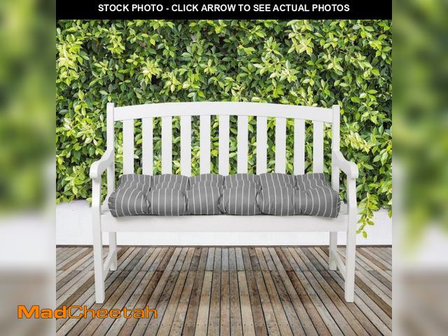 Lot 74-12491664 - Classic Accessories 42 in. W Rectangular Patio Bench Cushion in Moon Mist, Stripe - UNUSED