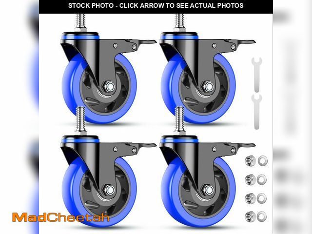 Lot 74-14263660 - 3 Inch Caster Wheels Heavy Duty Stem Caster 1600Lbs, Threaded Stem Casters 3/8"-16 x 1(Stem Diameter...