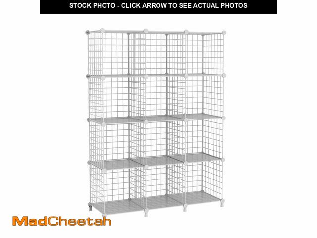 Lot 74-13566402 - ATTDETJL 12-Cube Storage Organizer, Metal Wire Cube Shelving Unit, 11.8" L x 11.8" W x 11.8" H, Modu...