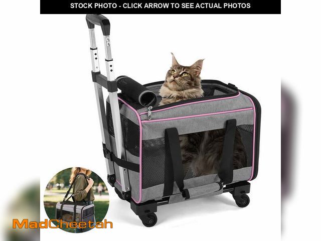 Lot 74-12549871 - WFUN Portable Pet Rolling Carrier for Small Medium Dogs Cats, Pink, 33LB Limit - UNUSED