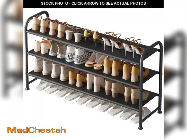 Lot 74-11551587 - INGIORDAR Shoe Rack 3 Tier Long Storage Organizer Wide Metal Shoe Shelf for Closet Entryway Black - ...
