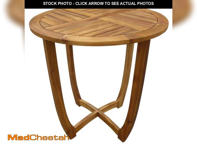 Lot 74-14277964 - Unbranded 27.5 in. Brown Round Wood Outdoor Dining Table - UNUSED