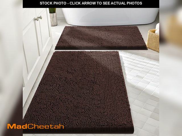 Lot 74-14153005 - Smiry Bathroom Rugs Sets 2 Piece, Soft Absorbent Chenille Machine Washable Non Slip Shaggy Bath Rug ...