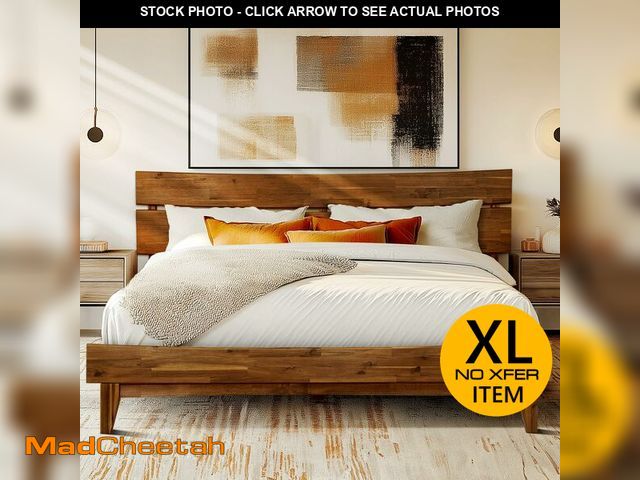 Lot 74-12785361 - Acacia Aurora Wooden Bed Frame with Headboard, King Size Bed Frame, 800 lbs Capacity Wood Bed Compat...