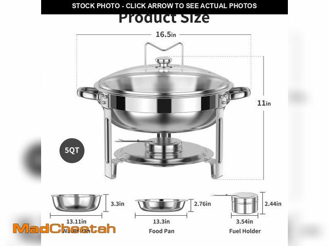 Lot 74-13817713 - (MISSING KNOBS) Chafing Dish Buffet Set 2 Pack: TINANA 5QT Stainless Steel Chafing Dishes for Buffet...