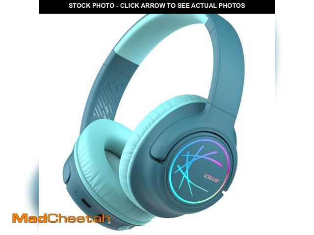 Lot 74-11551500 - iClever Kids Bluetooth Headphones with LED Lights, BTH18 Safe Volume 74/85dBA, 43H Playtime, Bluetoo...