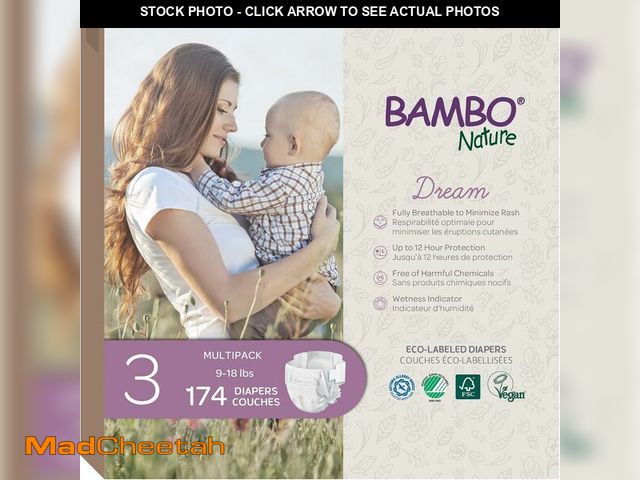 Lot 74-14581638 - Bambo Nature Hypoallergenic Baby Diapers, Eco-Labelled Sustainable Diapers, Enhanced Leakage Protect...