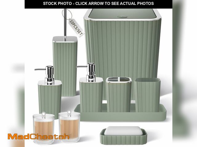 Lot 74-13632079 - XLHOMO Bathroom Accessories Set - Gorgeous Sage Green Bathroom Set, 10PC Bathroom Accessory Set, Toi...