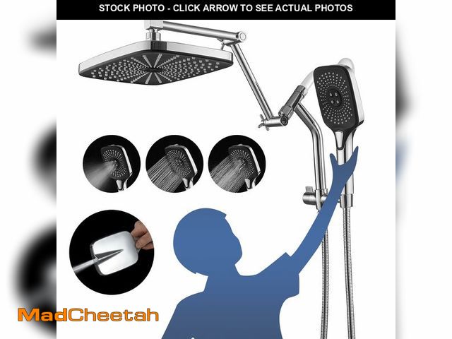 Lot 74-13718893 - Psylc 12" High Pressure Rain/Rainfall Shower Heads With Handheld Spray Combo (3+1 Settings &amp; Bui...