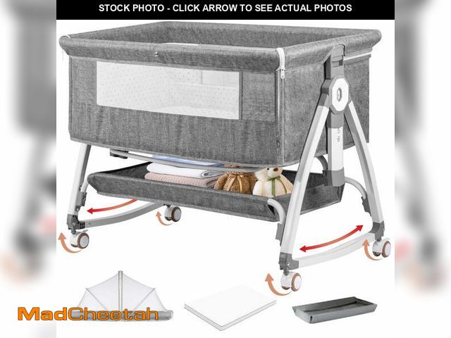 Lot 74-12887254 - (MISSING HARDWARE) Rupoun Bassinet, Bedside Sleeper, Foldable Baby Crib with 6 Adjustable Heights an...