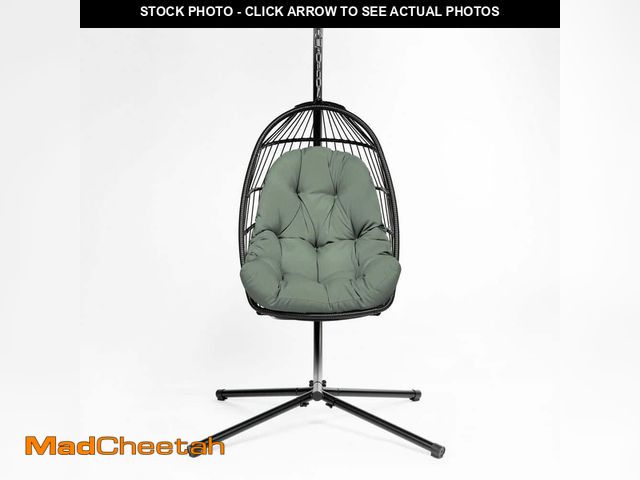 Lot 74-14242869 - ARDEN earthFIBER Plush Indoor / Outdoor Egg Chair Cushion, 35 x 49, Tufted for Comfort Sage Green Te...