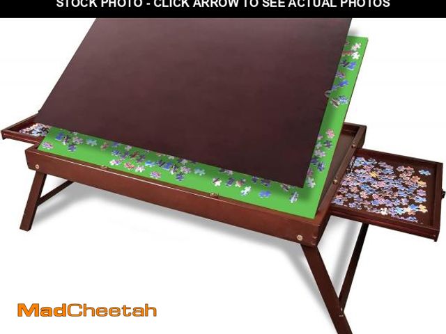 Lot 74-12508272 - Dechawfon Solid Wood Puzzle Table with 3-Tilt Adjustable Desktop &amp; Foldable Legs, Portable Jigsa...