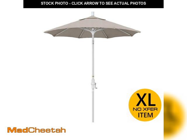 Lot 74-12672815 - California Umbrella 7.5 ft. Matted White Aluminum Market Collar Tilt Patio Umbrella Fiberglass Ribs ...