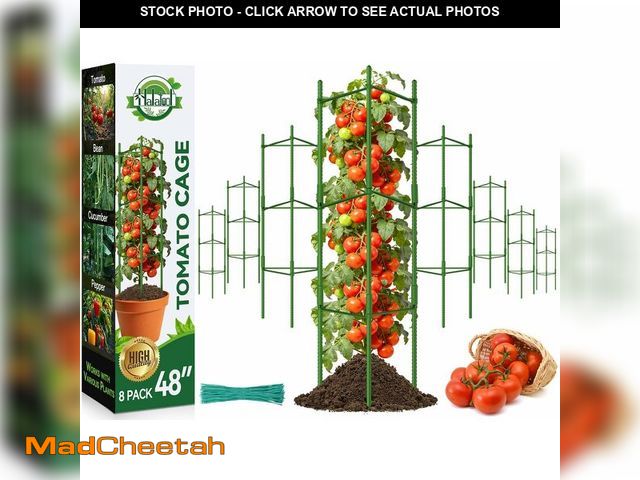 Lot 74-13950347 - Halatool 8 Pack Tomato Cages for Garden, Up to 48in (4FT) Adjustable Tomato Cage, Garden Stakes Toma...