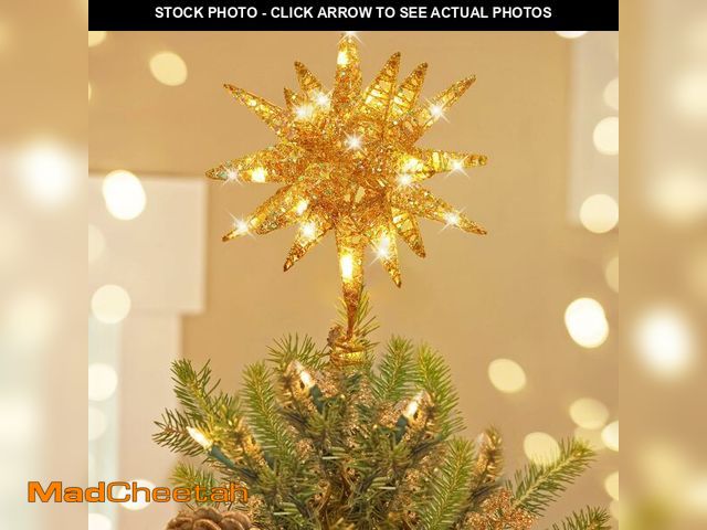 Lot 74-13627320 - Luxspire Christmas Tree Topper, 3D Starburst Lighted Tree Topper, Plug in Christmas Star with Timer,...