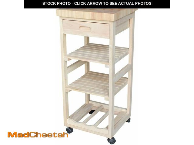 Lot 74-13709825 - (MISSING HARDWARE) IC International Concepts, Kitchen Trolley, Solid Wood, Real Parawood, 15" W x 15...