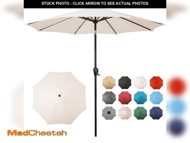 Lot 74-14293177 - Sun-Ray 9 ft. Round 8-Rib Steel Market Patio Umbrella in Creamy Beige - UNUSED