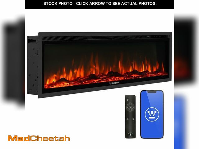 Lot 74-13789454 - Westinghouse 50 Inch Electric Fireplace Heater, Compatible with Alexa &amp; Google Home, Wall Mount ...