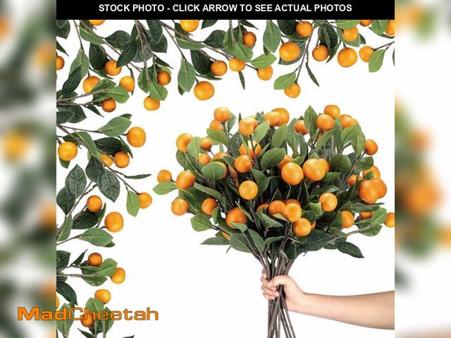 Lot 74-14474666 - Daifunli 10 Pcs Artificial Tangerine Branches 25 Inch Realistic Faux Oranges Fruit with Green Leaves...