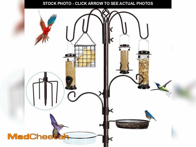Lot 74-14274494 - YINGYM 6-Hook Bird Feeding Station Kit, Wild Bird Feeder Stand Pole, Multi-Feeder Kit Stand with 4 F...