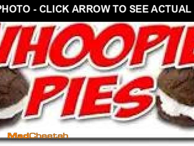 Lot 74-12365697 - 24" WHOOPIE PIES Decal Sticker Cake Pie gob Black and White bob - UNUSED