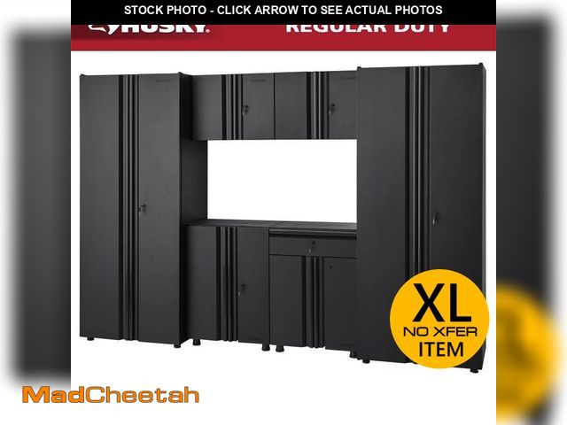 Lot 74-12559232 - Husky 6-Piece Regular Duty Welded Steel Garage Storage System in Black (109 in. W x 75 in. H x 19.6 ...