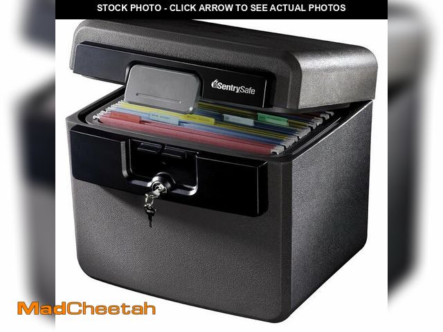 Lot 74-13803173 - SentrySafe Black Fireproof and Waterproof Safe, File Folder and Document Box with Key Lock, Ex. 14.3...