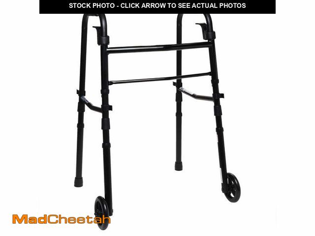 Lot 74-12857154 - Equate Folding Walker with 5" Wheels, Black, 350 lb Limit - UNUSED