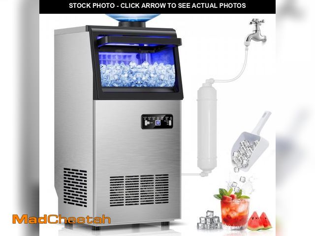 Lot 74-12204563 - Commercial Ice Maker Machine, 110Lbs/24H, 30Lbs Storage, 36Pcs Clear Ice Cubes in 10-15Mins, Stainle...