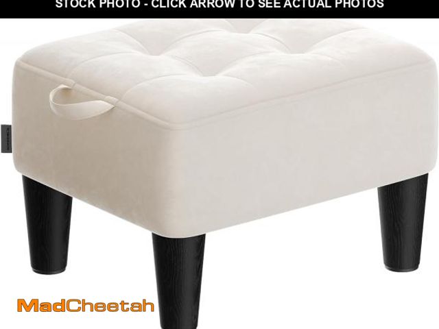 Lot 74-12510504 - SONGMICS Foot Stool with Legs, Small Footstool Ottoman, Velvet Seat with Thick Cushion, for Living R...