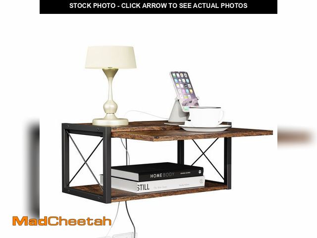 Lot 74-12697374 - 2-Tier Floating Nightstand, Wall Mounted Bedside Table, Wood Bedside Shelf Wall Mounted Nightstand, ...