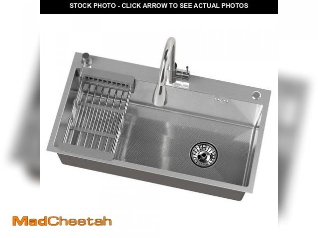 Lot 74-12147831 - 30 in. Drop-In/Undermount Single Bowl 16 Gauge Silver Stainless Steel Kitchen Sink with Faucet and S...