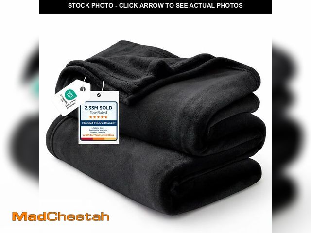 Lot 74-13540699 - Bedsure GentleSoft Fleece Throw XL Blanket Black - 300GSM Soft Lightweight Plush Cozy Blankets for B...
