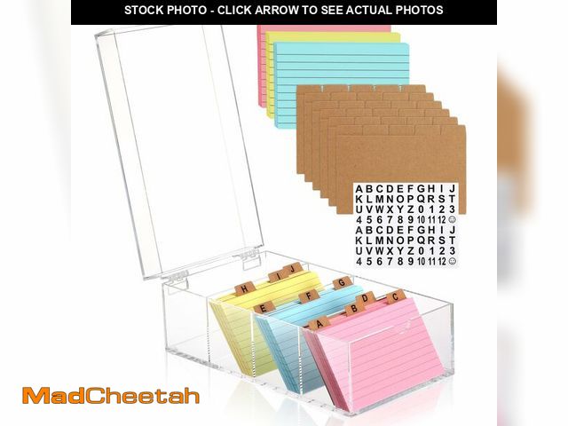 Lot 74-12708460 - 3 x 5 Inch Acrylic Index Card Holder Clear Index Card Box Note Card Organizer with 150 Ruled Lined I...