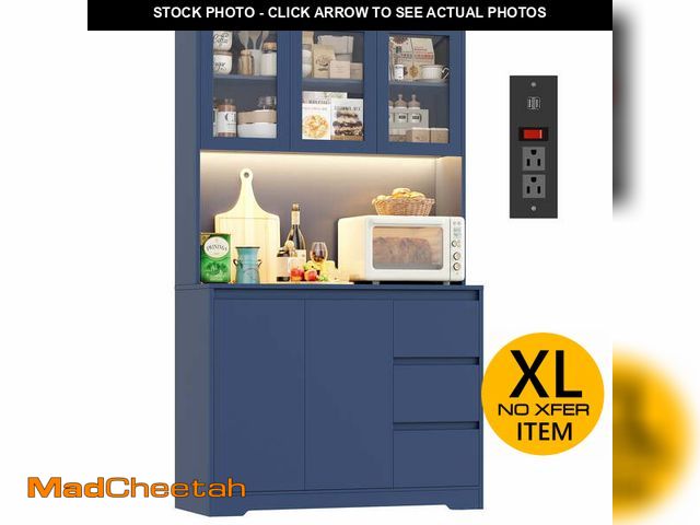 Lot 74-12803134 - Homfa 70.9'' Kitchen Pantry Cabinet with Charging Station and LED Light, 3 Drawers Buffet Storage Ca...