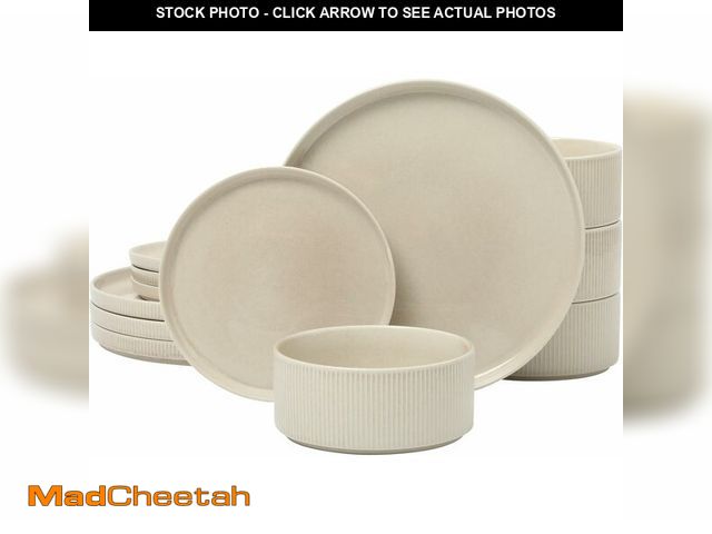 Lot 74-14068089 - Gibson Elite Solana Coast 12 Piece Stoneware Reactive Glaze (Service for 4) Ceramic Plates and Bowls...