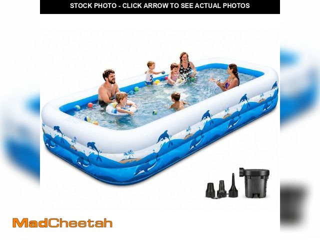 Lot 74-14266891 - Extra Large Family Inflatable Pool, 130" x 72" x 22" Blow Up Pool for Kids &amp; Adults, Thick PVC K...