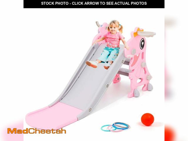 Lot 74-12832674 - Ealing Toddler Slide for Indoor for Ages 1-3 Play with Basketball Hoop, Anti-Slip Steps, 49.2in Baby...